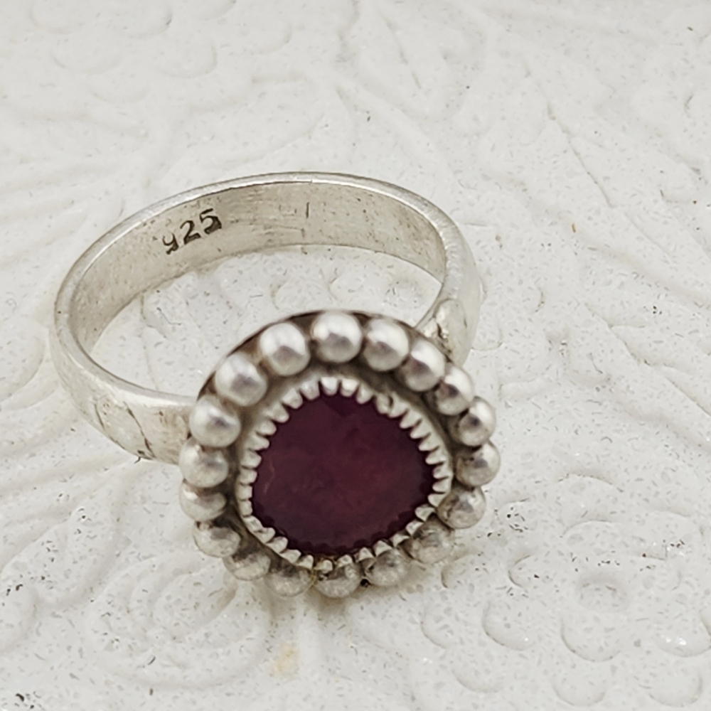 PINK SAPPHIRE RING HANDMADE IN RECYCLED STERLING SILVER WITH EMBELLISMENT SZ 8 - Picture 8 of 11